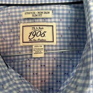 Jos. A. Bank Light Blue Plaid Men's Dress Shirt